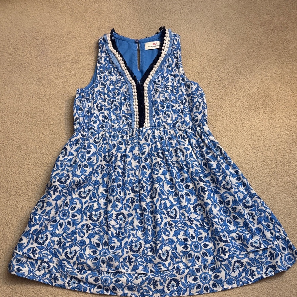 Blue and White Floral Kids Dress